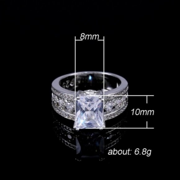 New 925 Silver Engagement White Sapphire Ring - Picture 5 of 5